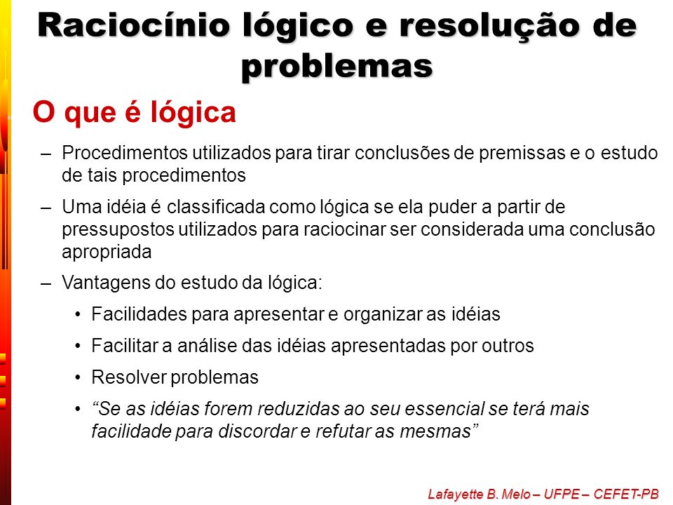 RACIOCÍNIO LÓGICO Fonte imagem: - ppt carregar