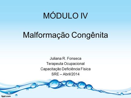 MÓDULO IV Malformação Congênita Juliana R. Fonseca Terapeuta Ocupacional Capacitação Deficiência Física SRE – Abril/2014.