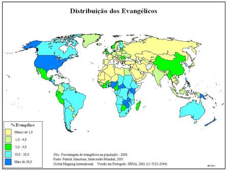 Distribuição dos evangélicos. Crescimento dos evangélicos.