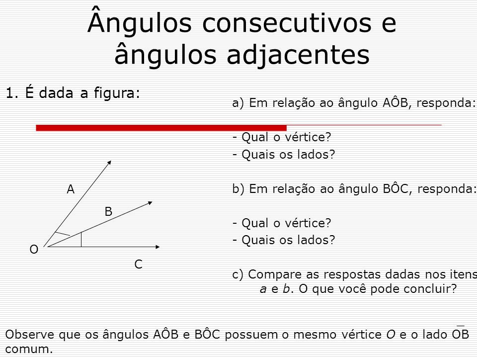 ÂNGULOS CONSECUTIVOS E ADJACENTES \Prof. Gis/ 