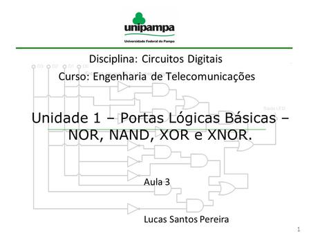 Unidade 1 – Portas Lógicas Básicas – NOR, NAND, XOR e XNOR.