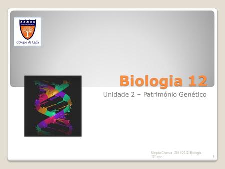 Biologia 12 Unidade 2 – Património Genético Magda Charrua 2011/2012 Biologia 12º ano1.