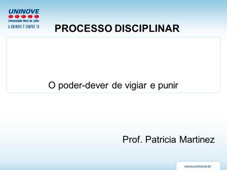 O poder-dever de vigiar e punir Prof. Patricia Martinez