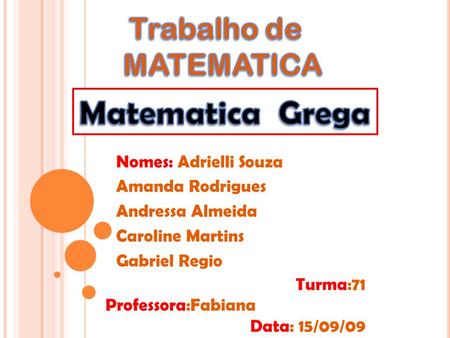 Trabalho de MATEMATICA