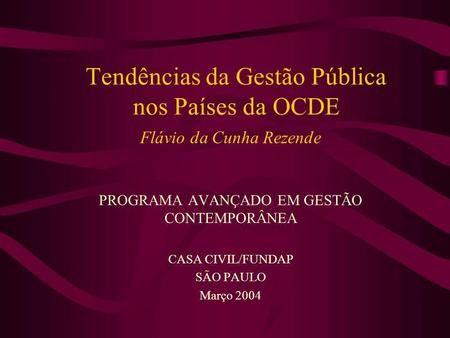 Tendências da Gestão Pública nos Países da OCDE