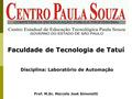Faculdade de Tecnologia de Tatuí Prof. M.Sc. Marcelo José Simonetti Disciplina: Laboratório de Automação.