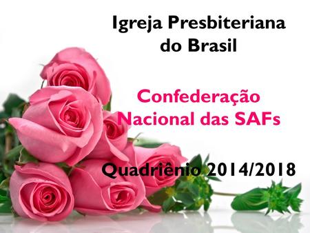 Igreja Presbiteriana do Brasil Confederação Nacional das SAFs Quadriênio 2014/2018.