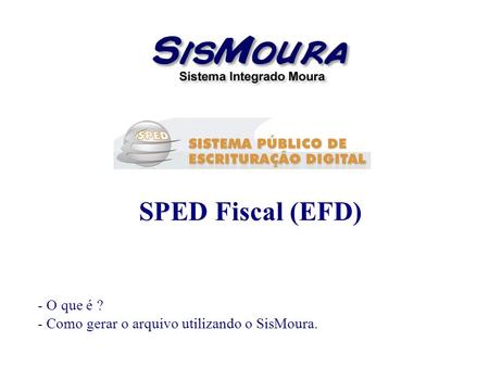 SPED Fiscal (EFD) - O que é ? - Como gerar o arquivo utilizando o SisMoura.