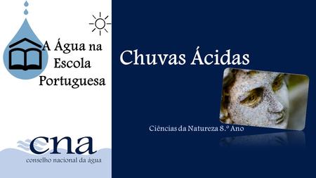 Chuvas Ácidas Ciências da Natureza 8.º Ano A Água na Escola Portuguesa Incluir imagem simples sobre tema.