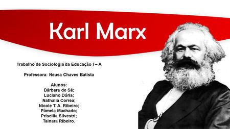 Karl Marx Trabalho de Sociologia da Educação I – A