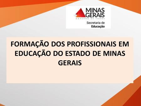 FORMAÇÃO DOS PROFISSIONAIS EM EDUCAÇÃO DO ESTADO DE MINAS GERAIS.
