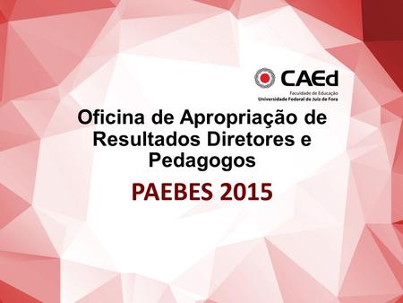 Oficina de Apropriação de Resultados Diretores e Pedagogos PAEBES 2015.