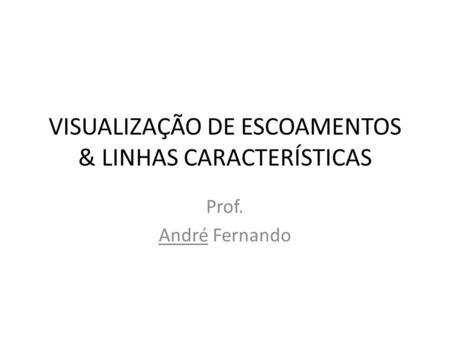 VISUALIZAÇÃO DE ESCOAMENTOS & LINHAS CARACTERÍSTICAS Prof. André Fernando.