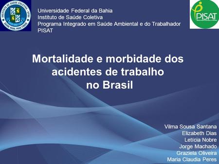 Mortalidade e morbidade dos acidentes de trabalho no Brasil Vilma Sousa Santana Elizabeth Dias Letícia Nobre Jorge Machado Graziela Oliveira Maria Claudia.