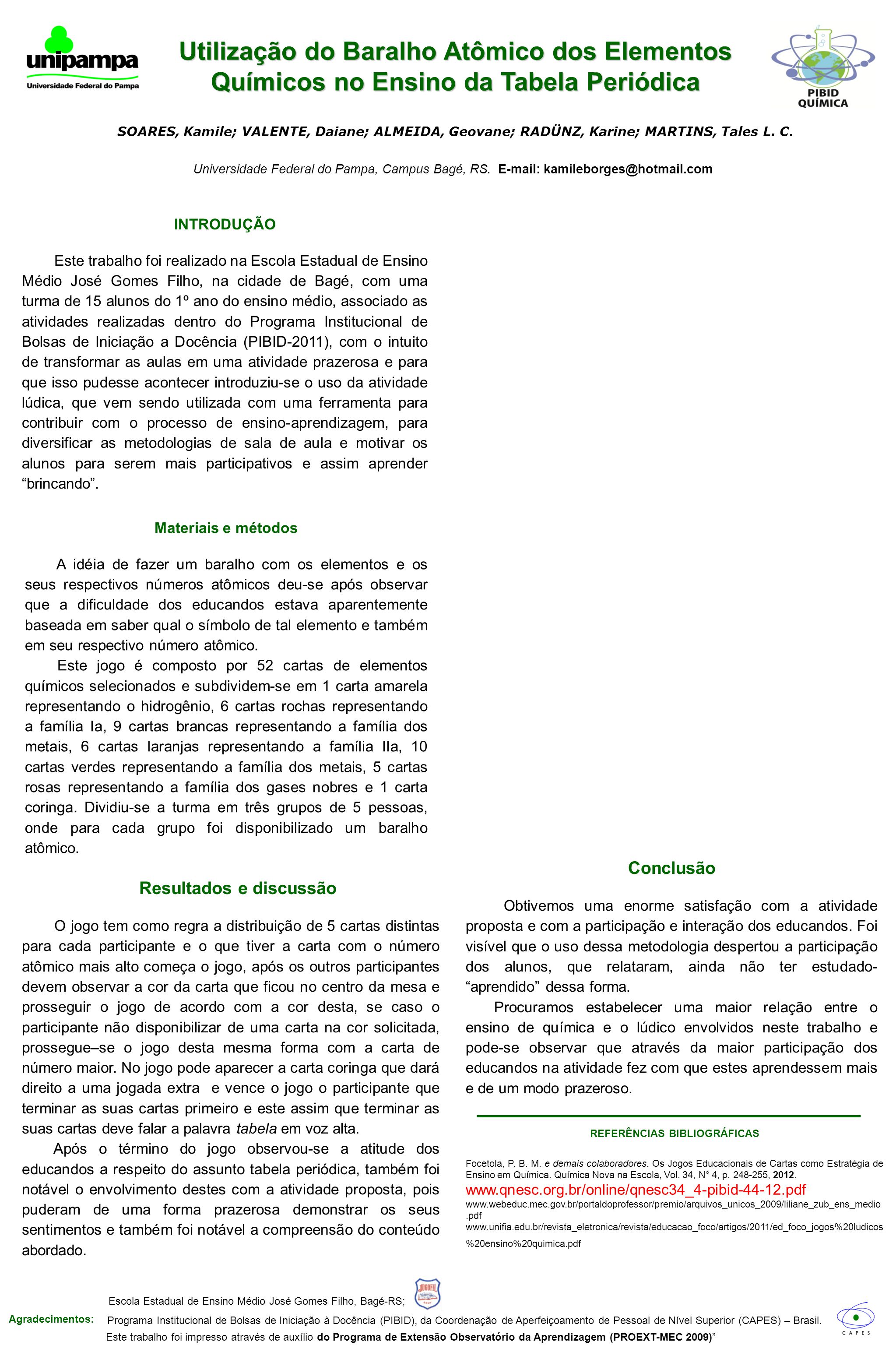 Os Jogos Educacionais de Cartas como Estratégia de Ensino em Química