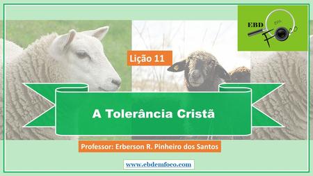 A Tolerância Cristã  Professor: Erberson R. Pinheiro dos Santos Lição 11.