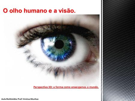 Aula Multimídia: Prof. Vinícius Munhoz Perspectiva 3D: a forma como enxergamos o mundo. O olho humano e a visão.