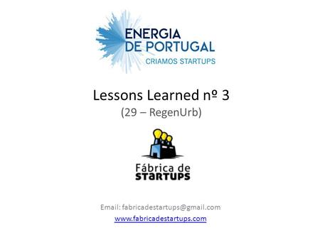 Lessons Learned nº 3 (29 – RegenUrb)