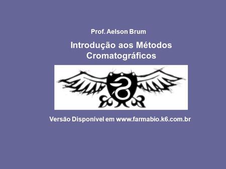 Versão Disponível em  Prof. Aelson Brum Introdução aos Métodos Cromatográficos.