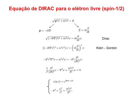 Equação de DIRAC para o elétron livre (spin-1/2)