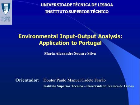Environmental Input-Output Analysis: Application to Portugal