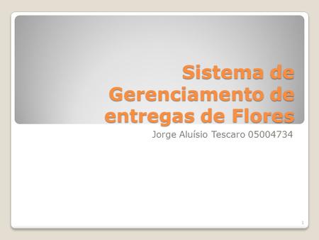 Sistema de Gerenciamento de entregas de Flores Jorge Aluísio Tescaro 05004734 1.
