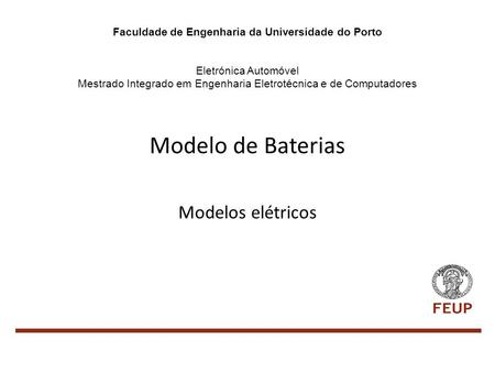 Modelo de Baterias Modelos elétricos