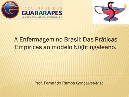 A Enfermagem no Brasil: Das Práticas Empíricas ao modelo Nightingaleano. Prof. Fernando Ramos Gonçalves-Msc.