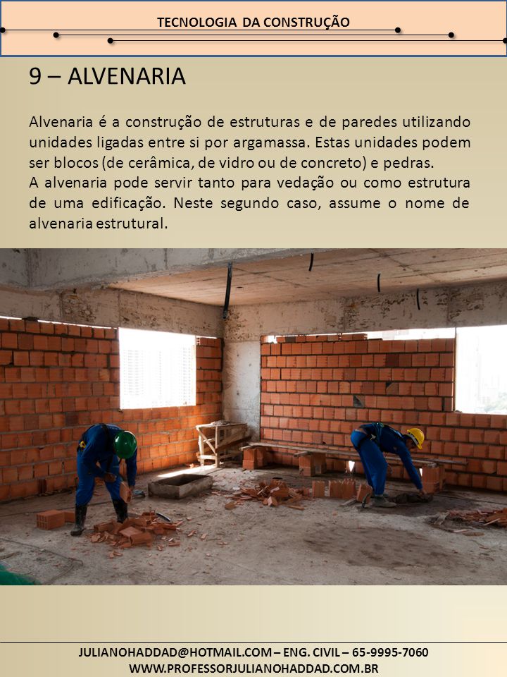 manual alvenaria - Tecnologia da Construção I