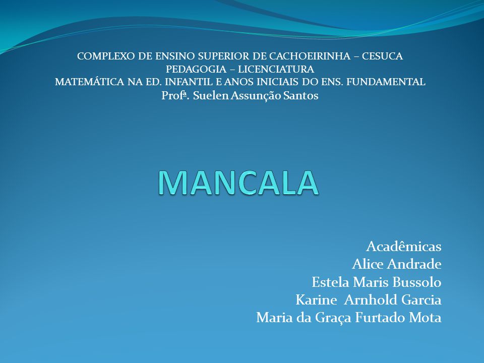 Jogo Mancala - Pedagogia