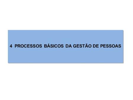 PROCESSOS BÁSICOS DA GESTÃO DE PESSOAS.