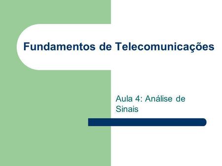 Fundamentos de Telecomunicações