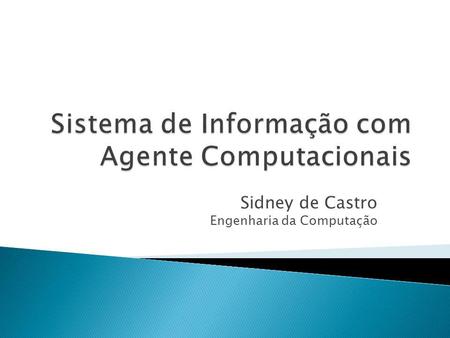 Sidney de Castro Engenharia da Computação. É um programa, parte de um sistema de informação, que trabalha de forma autônoma. Deve funcionar em qualquer.
