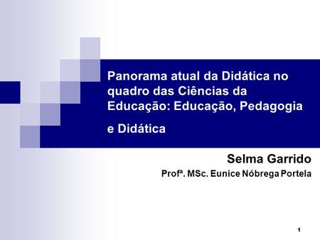 Selma Garrido Profª. MSc. Eunice Nóbrega Portela