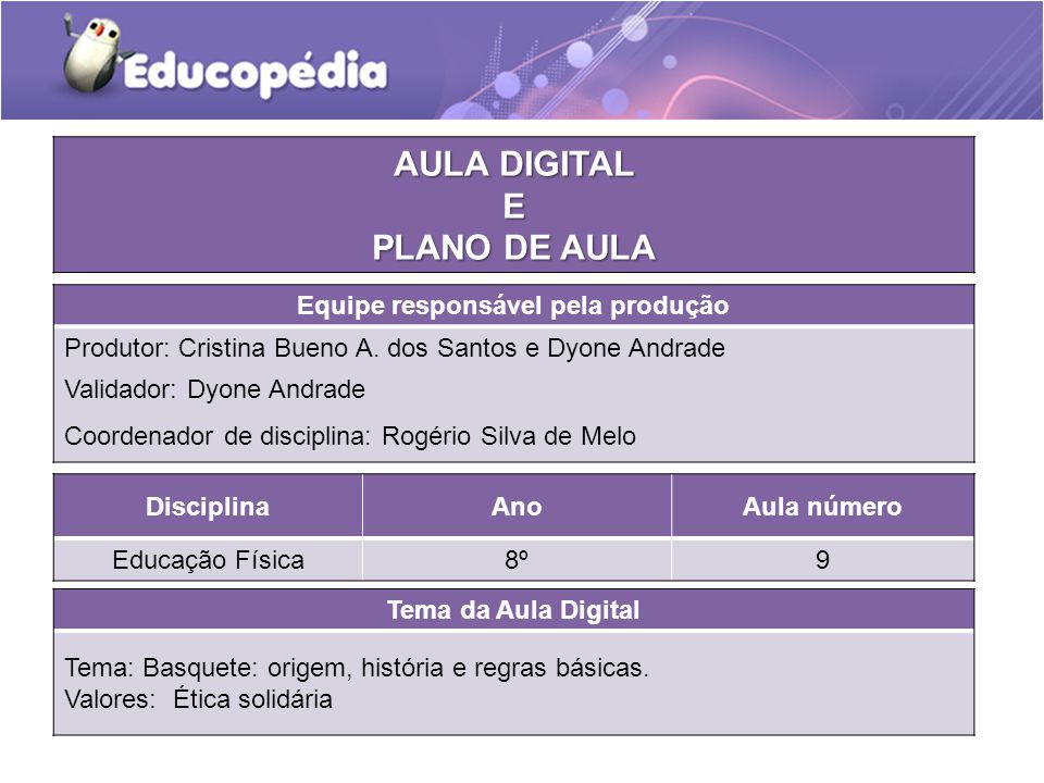 Basquete: origem, conceitos e regras - Plano de aula de Educação