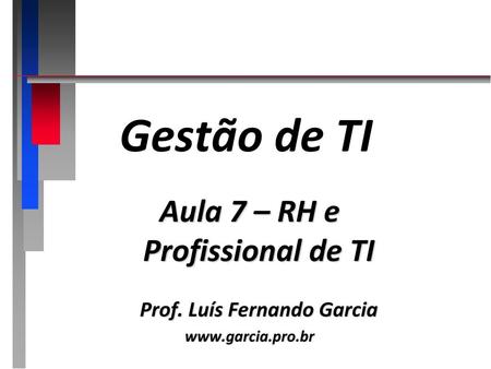 Aula 7 – RH e Profissional de TI Prof. Luís Fernando Garcia