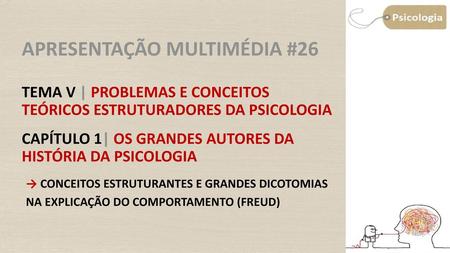 Apresentação Multimédia #26 Tema v | PROBLEMAS E CONCEITOS TEÓRICOS ESTRUTURADORES DA PSICOLOGIA capítulo 1| OS GRANDES AUTORES DA HISTÓRIA DA PSICOLOGIA.