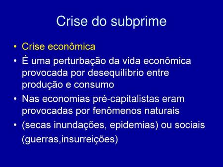 Crise do subprime Crise econômica