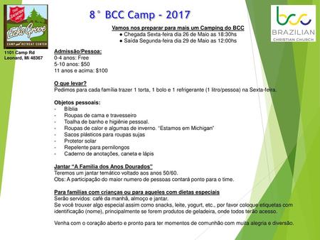 Vamos nos preparar para mais um Camping do BCC