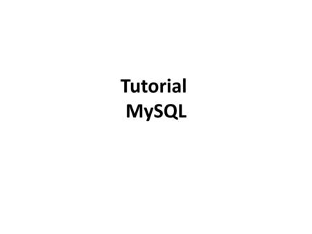 Tutorial MySQL.