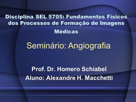 Prof. Dr. Homero Schiabel Aluno: Alexandre H. Macchetti