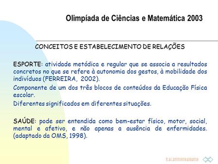 Olimpíada de Ciências e Matemática 2003