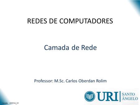 Camada de Rede Professor: M.Sc. Carlos Oberdan Rolim