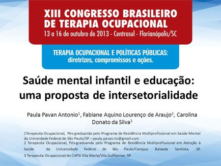 Saúde mental infantil e educação: uma proposta de intersetorialidade