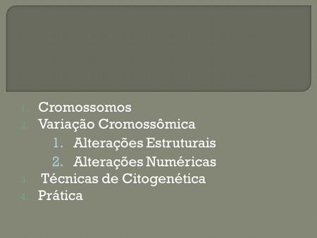Cromossomos Variação Cromossômica Alterações Estruturais