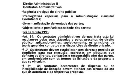 Direito Administrativo II Contratos Administrativos