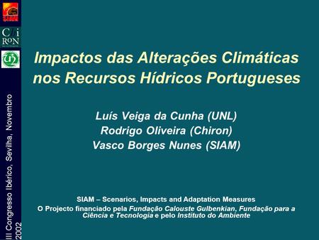 Impactos das Alterações Climáticas nos Recursos Hídricos Portugueses
