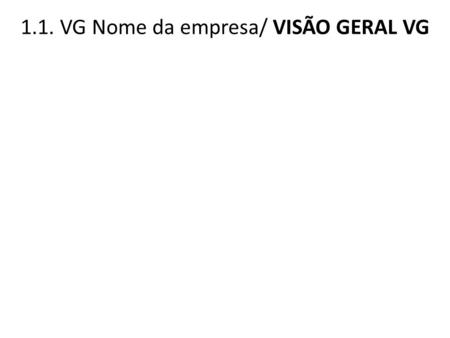 1.1. VG Nome da empresa/ VISÃO GERAL VG