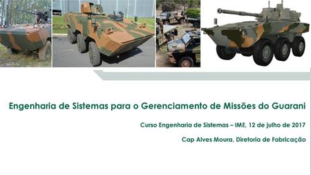 Engenharia de Sistemas para o Gerenciamento de Missões do Guarani Curso Engenharia de Sistemas – IME, 12 de julho de 2017 Cap Alves Moura, Diretoria.