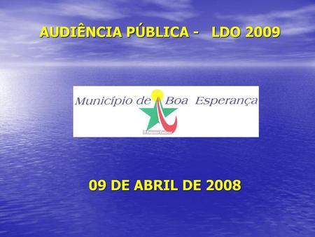 AUDIÊNCIA PÚBLICA - LDO 2009